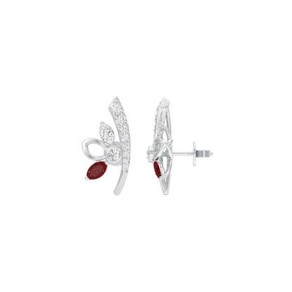 Crimson Leaf Diamond Earrings 9 KT / White Gold