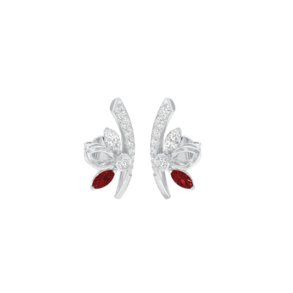Crimson Leaf Diamond Earrings 9 KT / White Gold