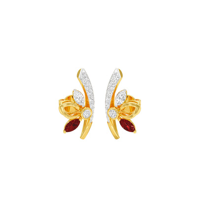 Crimson Leaf Diamond Earrings 9 KT / Yellow Gold