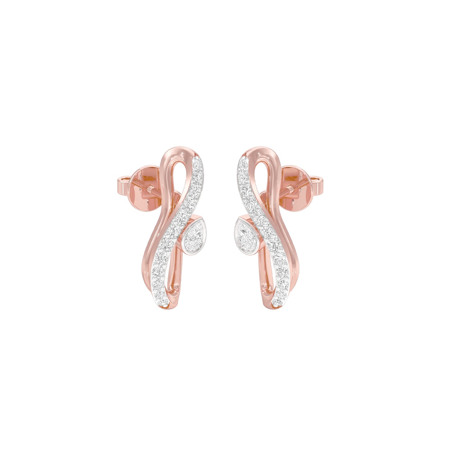 Sleek and Sweet Diamond Earrings 18 KT / Rose Gold