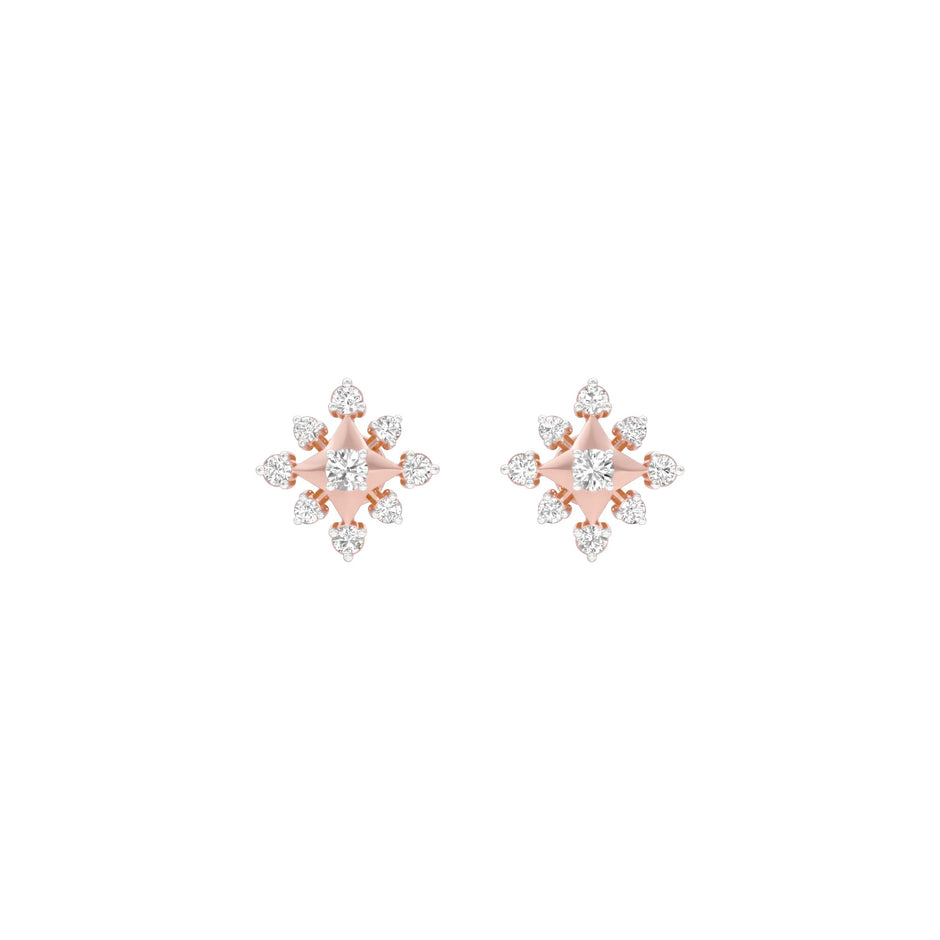 Radiant Quad Diamond Earrings 18 KT / Rose Gold