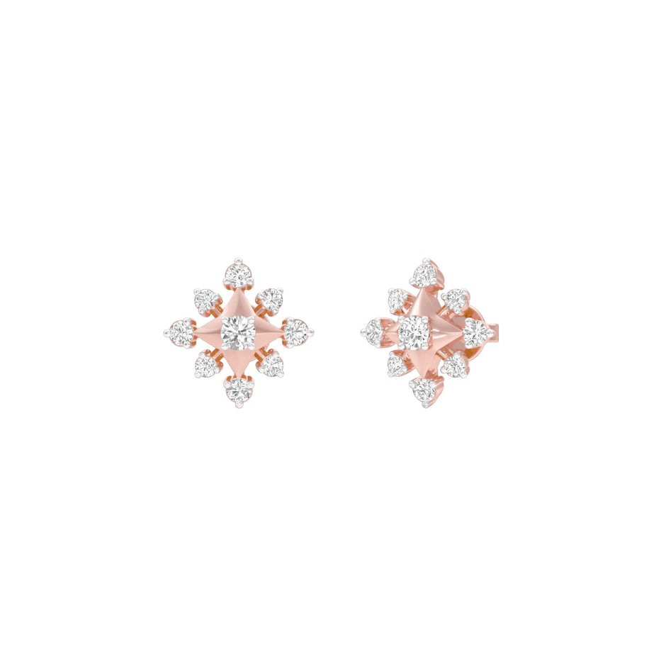 Radiant Quad Diamond Earrings 18 KT / Rose Gold
