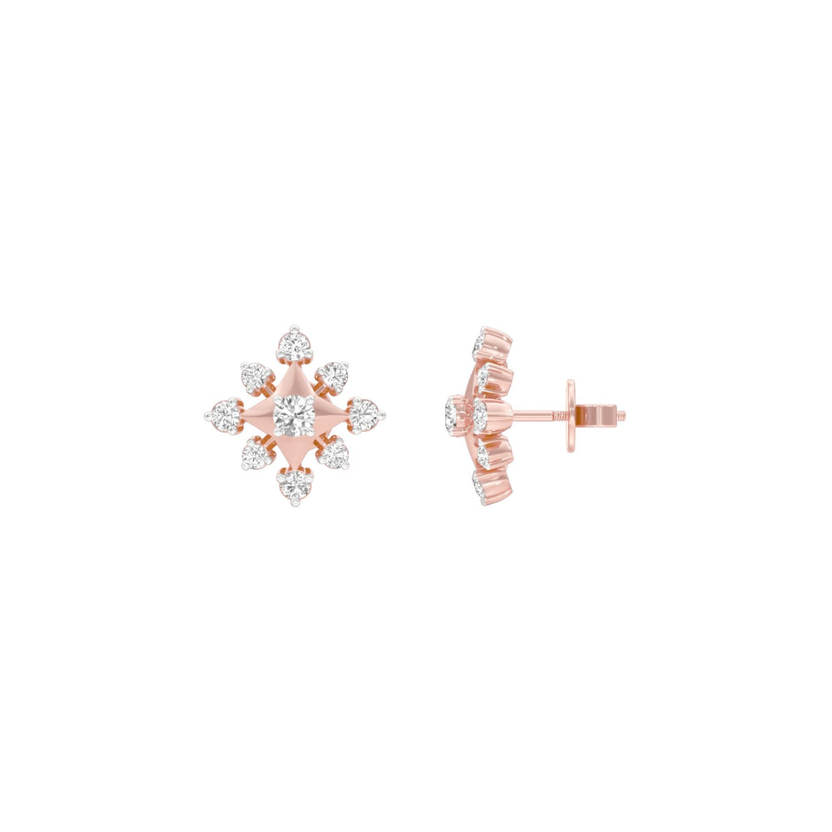 Radiant Quad Diamond Earrings 18 KT / Rose Gold
