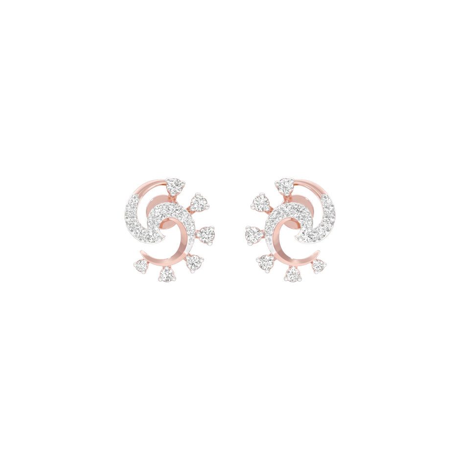 Elliptical Diamond Earrings 18 KT / Rose Gold