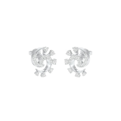 Elliptical Diamond Earrings 18 KT / White Gold