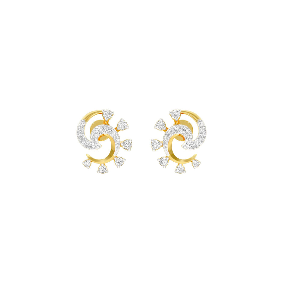 Elliptical Diamond Earrings 18 KT / Yellow Gold