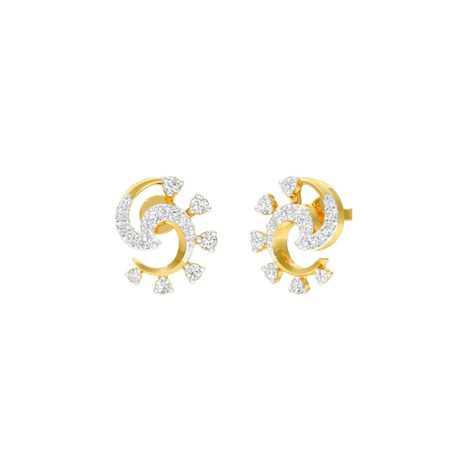 Elliptical Diamond Earrings 18 KT / Yellow Gold