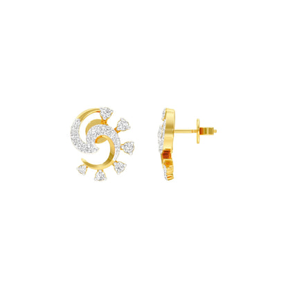 Elliptical Diamond Earrings 18 KT / Yellow Gold