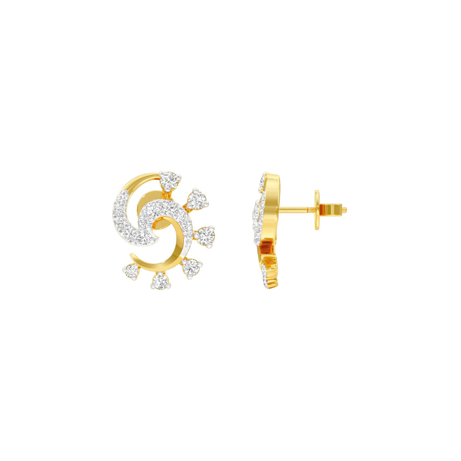 Elliptical Diamond Earrings 18 KT / Yellow Gold