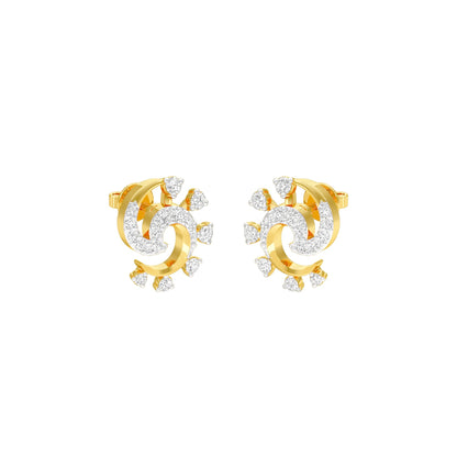 Elliptical Diamond Earrings 18 KT / Yellow Gold