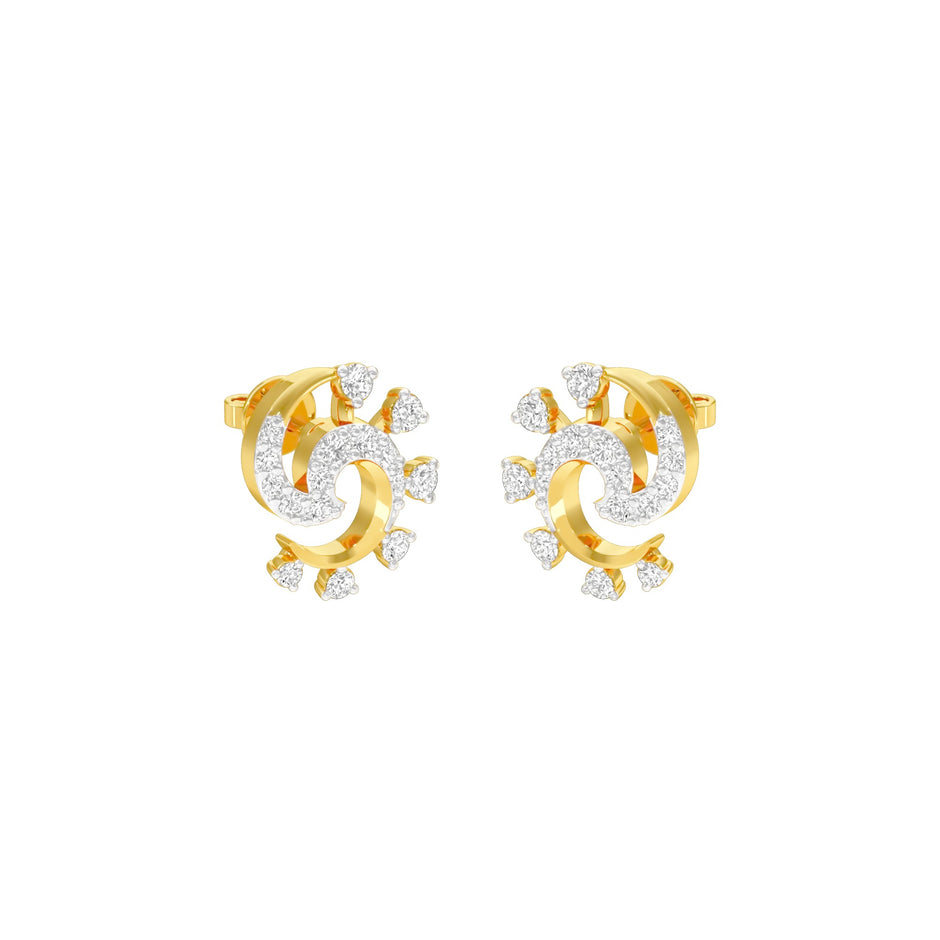 Elliptical Diamond Earrings 18 KT / Yellow Gold