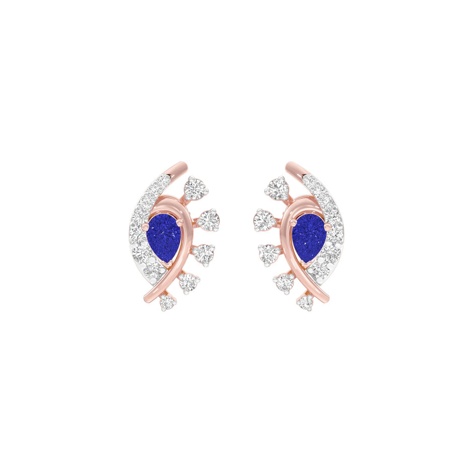 Blue Curve Diamond Earrings 9 KT / Rose Gold