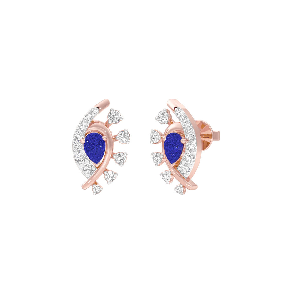 Blue Curve Diamond Earrings 9 KT / Rose Gold