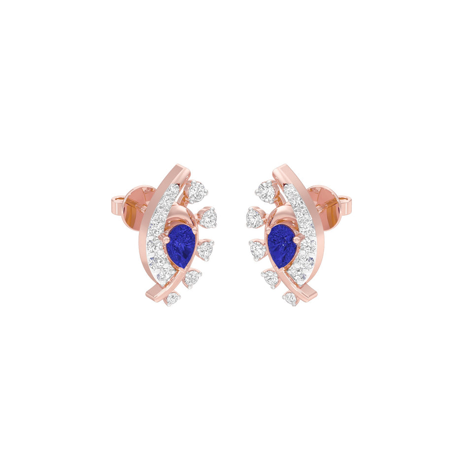 Blue Curve Diamond Earrings 9 KT / Rose Gold
