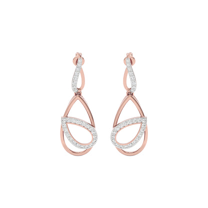 Golden Loop Fashion Diamond Dangler Earrings 18 KT / Rose Gold