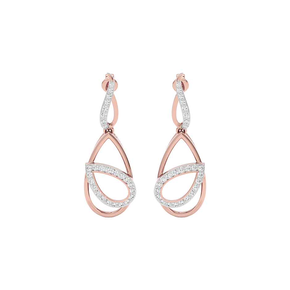 Golden Loop Fashion Diamond Dangler Earrings 18 KT / Rose Gold