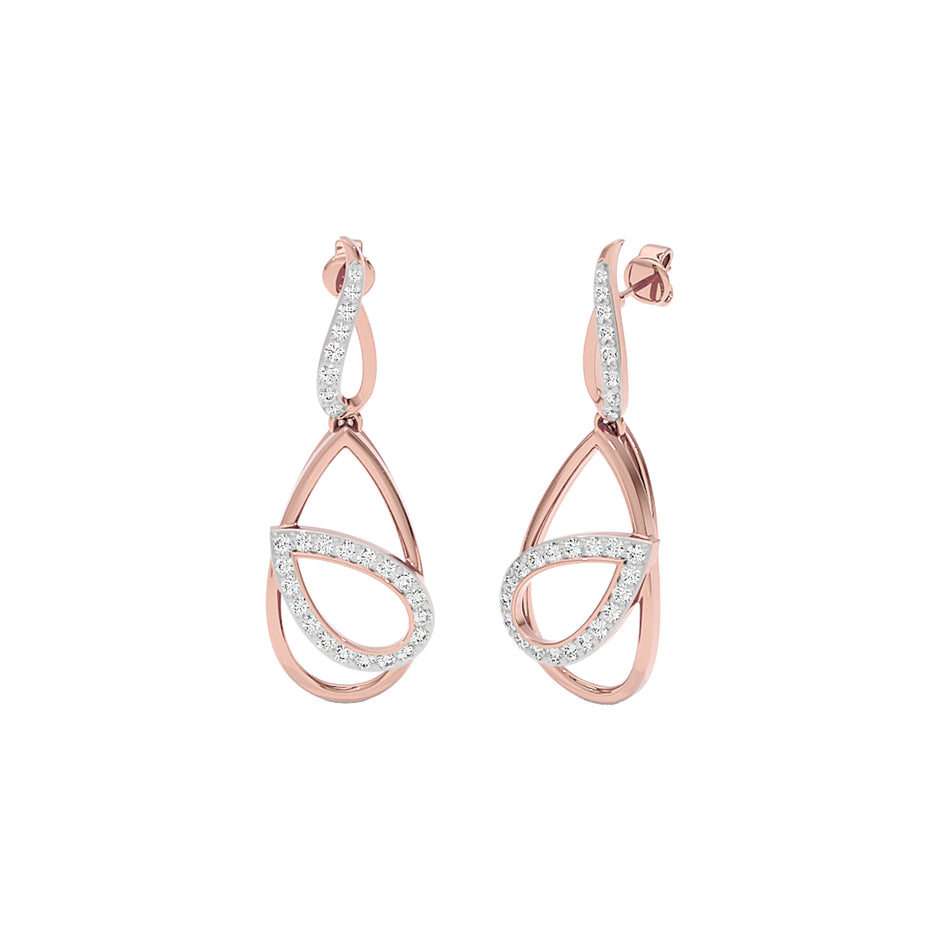 Golden Loop Fashion Diamond Dangler Earrings 18 KT / Rose Gold