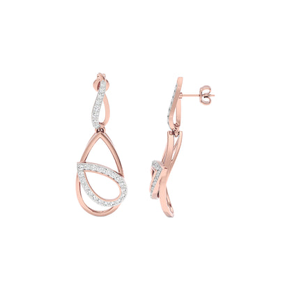 Golden Loop Fashion Diamond Dangler Earrings 18 KT / Rose Gold