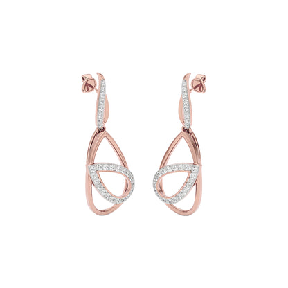 Golden Loop Fashion Diamond Dangler Earrings 18 KT / Rose Gold