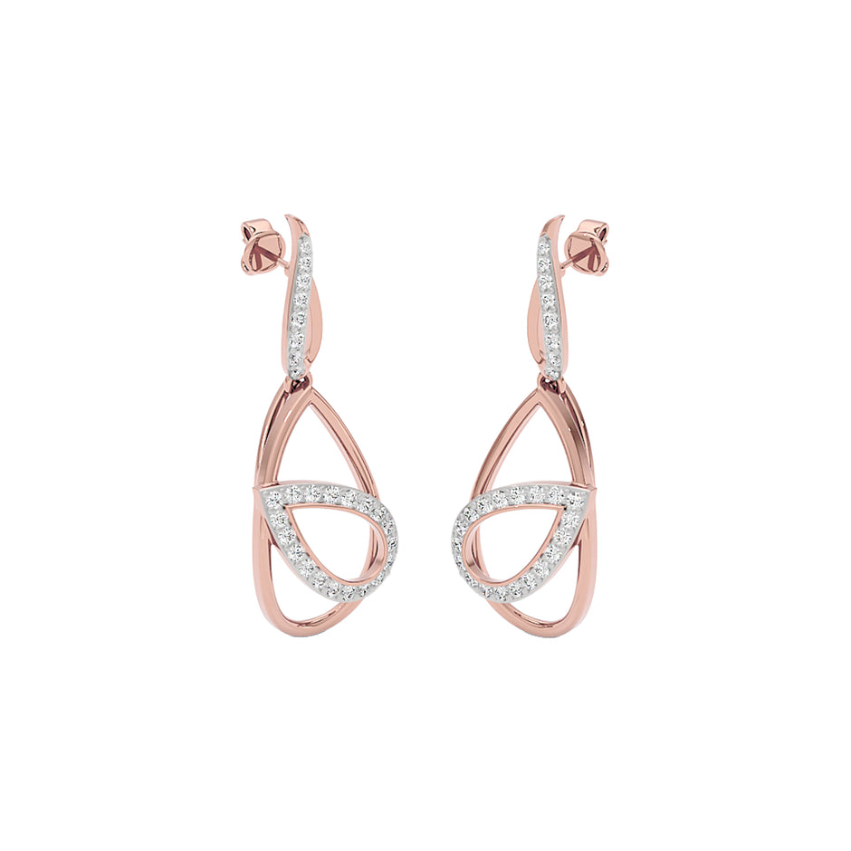 Golden Loop Fashion Diamond Dangler Earrings 18 KT / Rose Gold