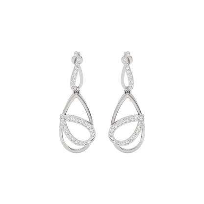 Golden Loop Fashion Diamond Dangler Earrings 18 KT / White Gold