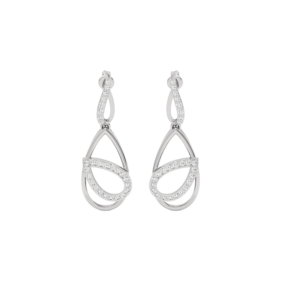 Golden Loop Fashion Diamond Dangler Earrings 18 KT / White Gold