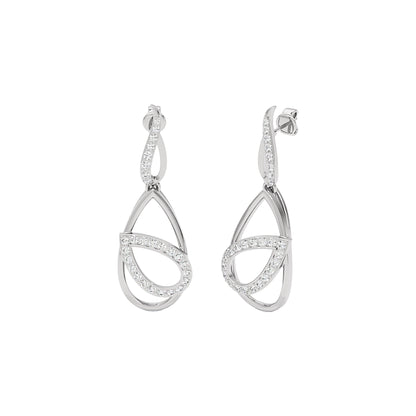 Golden Loop Fashion Diamond Dangler Earrings 18 KT / White Gold