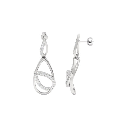 Golden Loop Fashion Diamond Dangler Earrings 18 KT / White Gold