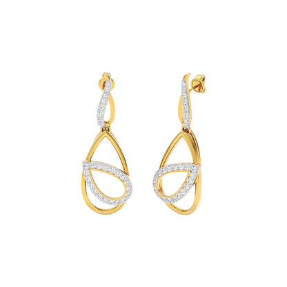 Golden Loop Fashion Diamond Dangler Earrings 18 KT / Yellow Gold
