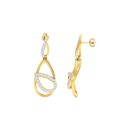 Golden Loop Fashion Diamond Dangler Earrings 18 KT / Yellow Gold