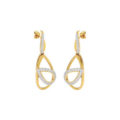 Golden Loop Fashion Diamond Dangler Earrings 18 KT / Yellow Gold
