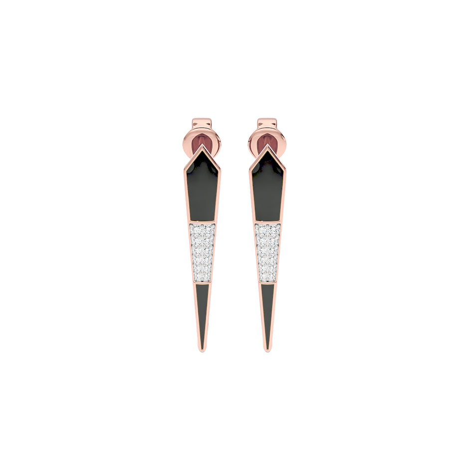 Black Dash Fashion Diamond Dangler Earrings 18 KT / Rose Gold