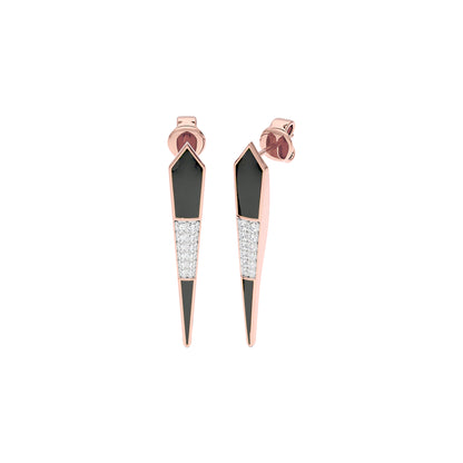 Black Dash Fashion Diamond Dangler Earrings 18 KT / Rose Gold
