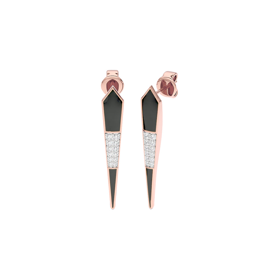 Black Dash Fashion Diamond Dangler Earrings 18 KT / Rose Gold