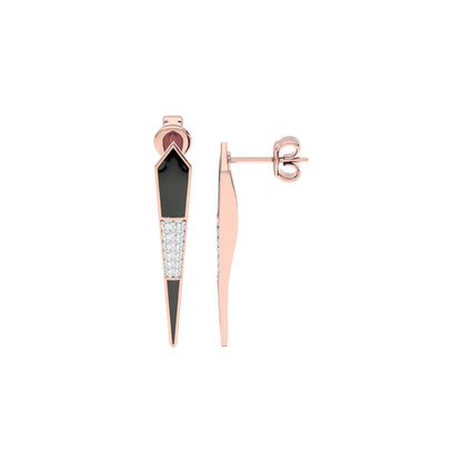 Black Dash Fashion Diamond Dangler Earrings 18 KT / Rose Gold