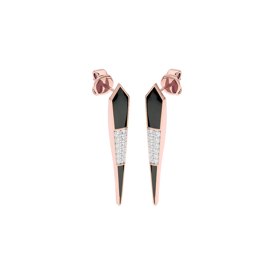 Black Dash Fashion Diamond Dangler Earrings 18 KT / Rose Gold