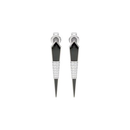 Black Dash Fashion Diamond Dangler Earrings 18 KT / White Gold
