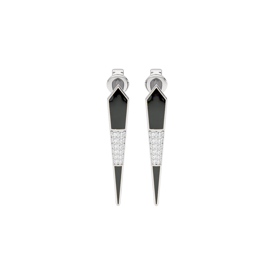 Black Dash Fashion Diamond Dangler Earrings 18 KT / White Gold