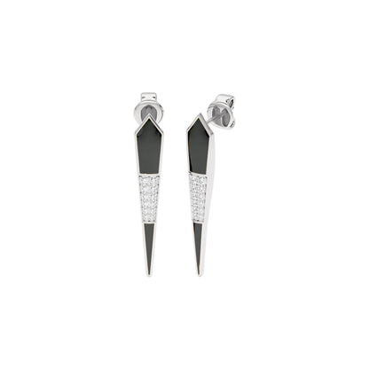 Black Dash Fashion Diamond Dangler Earrings 18 KT / White Gold