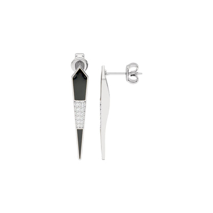 Black Dash Fashion Diamond Dangler Earrings 18 KT / White Gold