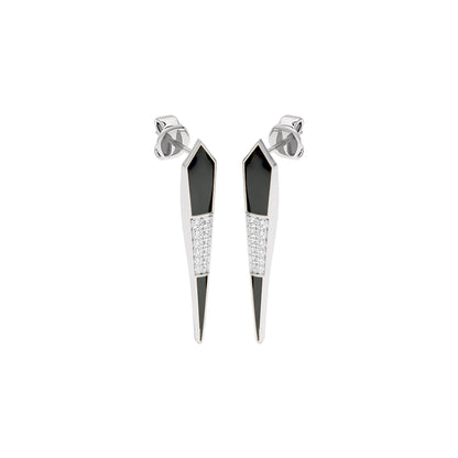 Black Dash Fashion Diamond Dangler Earrings 18 KT / White Gold