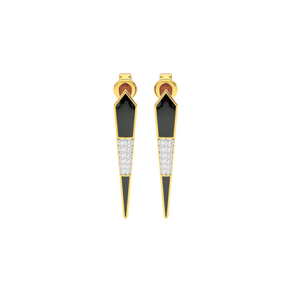 Black Dash Fashion Diamond Dangler Earrings 18 KT / Yellow Gold