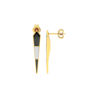 Black Dash Fashion Diamond Dangler Earrings 18 KT / Yellow Gold