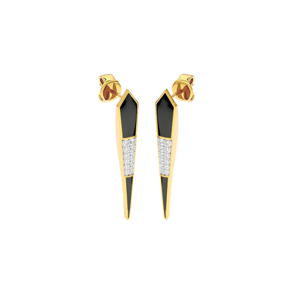 Black Dash Fashion Diamond Dangler Earrings 18 KT / Yellow Gold