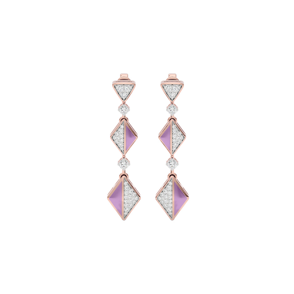 Pinkish Play Fashion Diamond Dangler Earrings 18 KT / Rose Gold