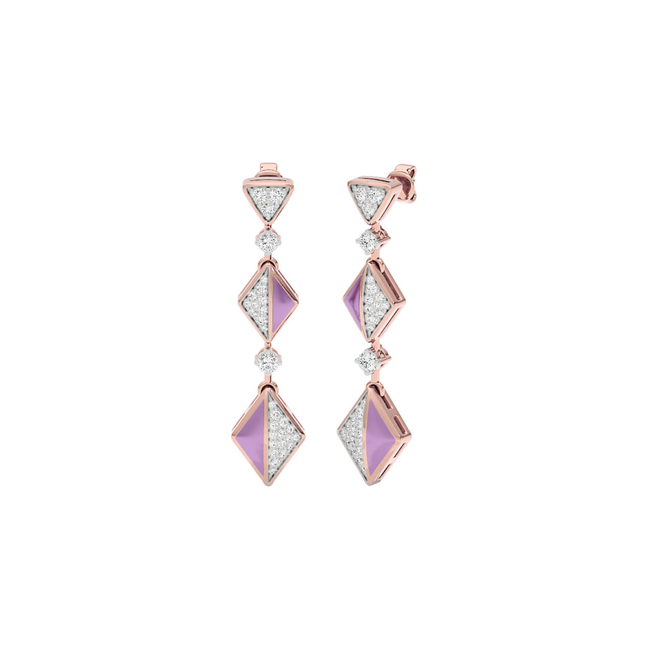 Pinkish Play Fashion Diamond Dangler Earrings 18 KT / Rose Gold