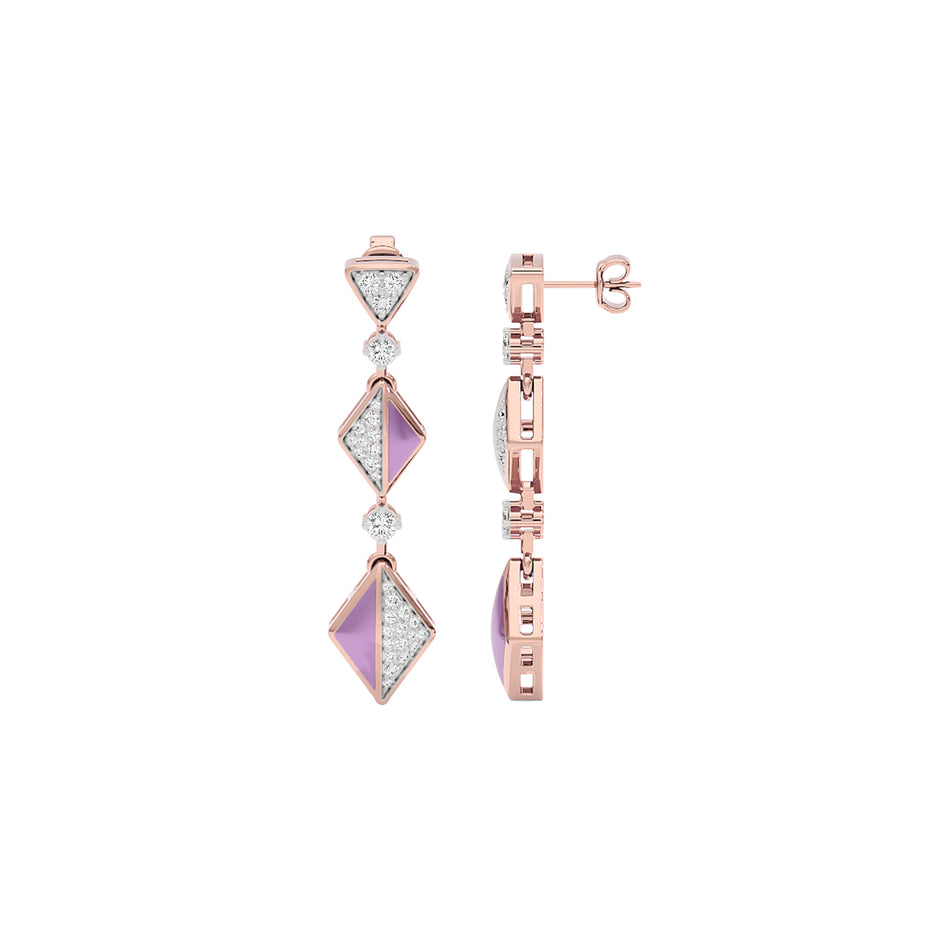 Pinkish Play Fashion Diamond Dangler Earrings 18 KT / Rose Gold