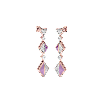 Pinkish Play Fashion Diamond Dangler Earrings 18 KT / Rose Gold