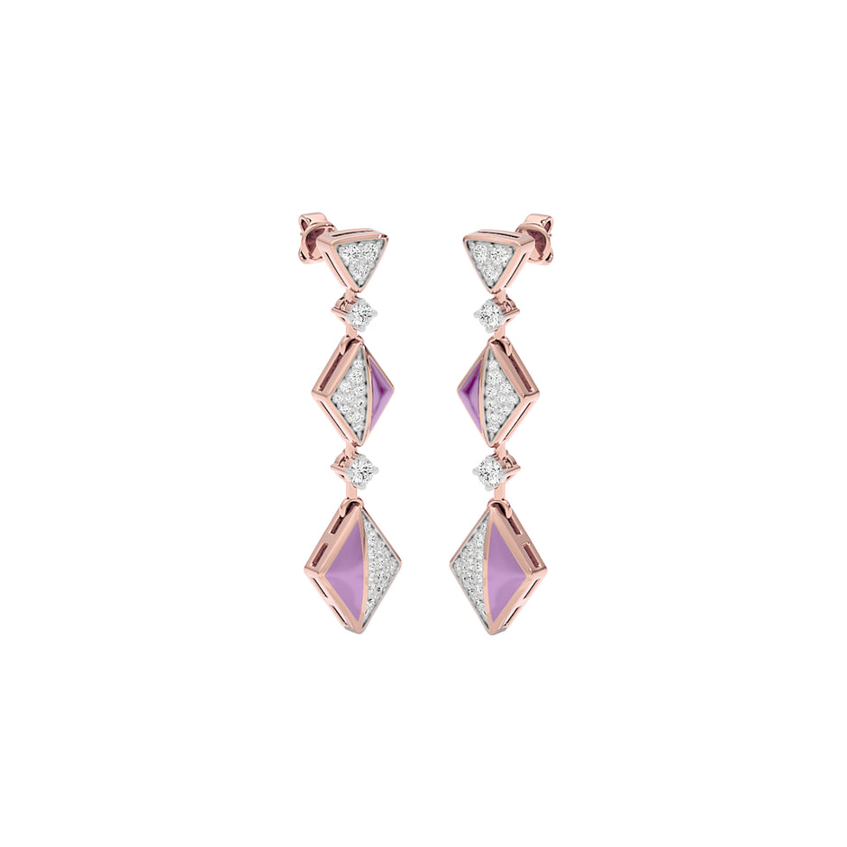 Pinkish Play Fashion Diamond Dangler Earrings 18 KT / Rose Gold