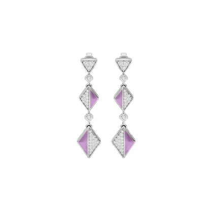 Pinkish Play Fashion Diamond Dangler Earrings 18 KT / White Gold